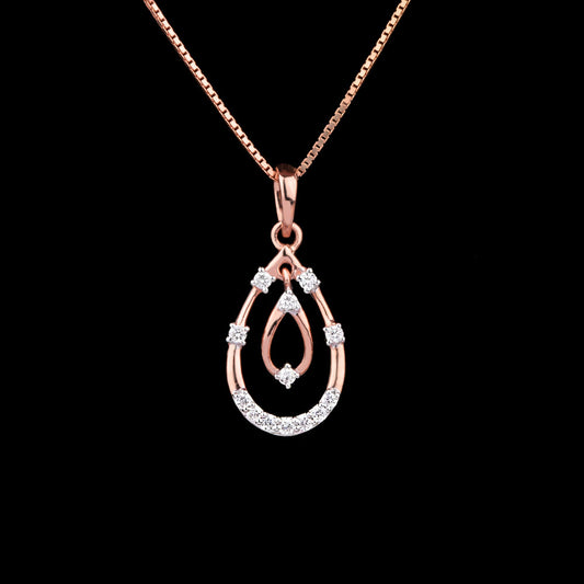 14K Rose Gold Diamond Pendant - 0.15ct VVS-EF
