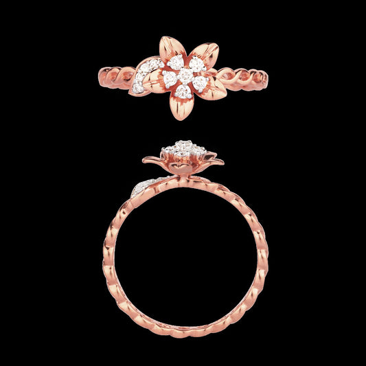 18K Rose Gold Diamond Ring - 0.13ct VVS-VS-HI