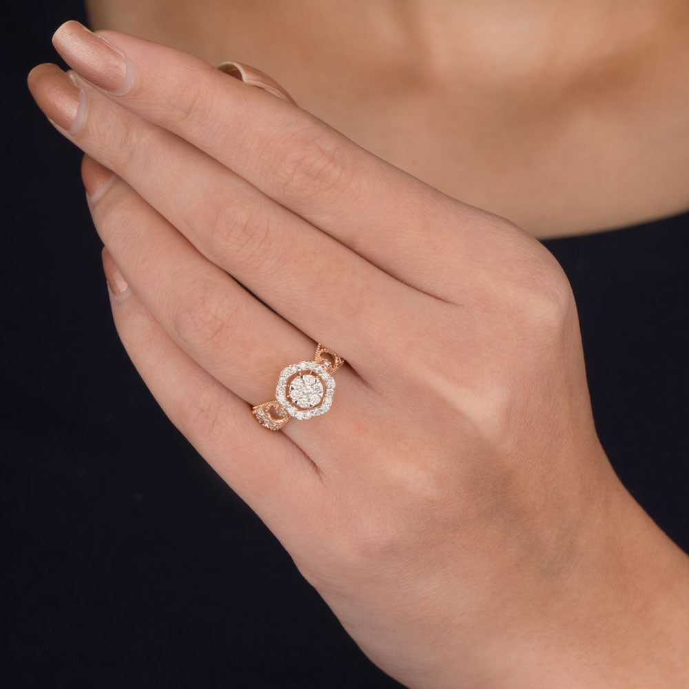 18K Rose Gold Diamond Ring - 0.425ct VS-SI-HI