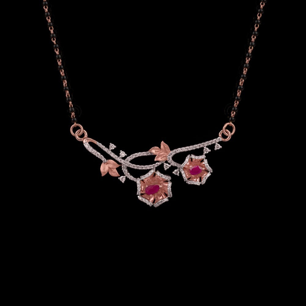 14K Rose Gold Diamond Tanmaniya - 0.64ct SI-IJ with Colour Stones