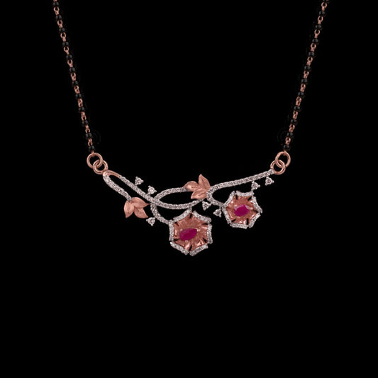 14K Rose Gold Diamond Tanmaniya - 0.64ct SI-IJ with Colour Stones