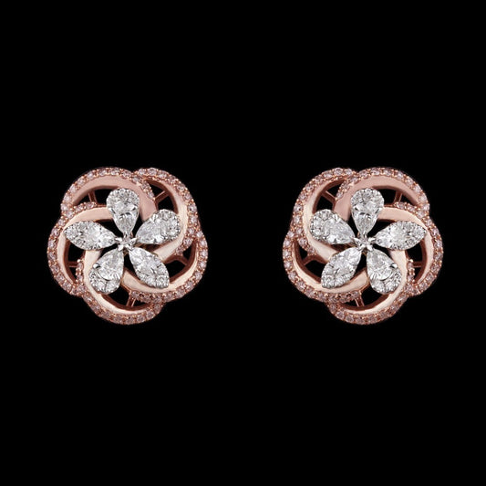 14K Rose Gold Diamond Earrings - 0.98ct SI-GH