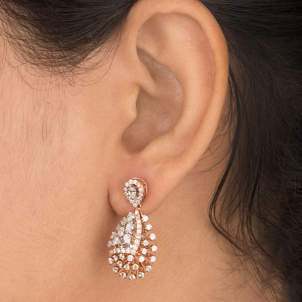 14K Rose Gold Diamond Earrings - 1.63ct SI-GH