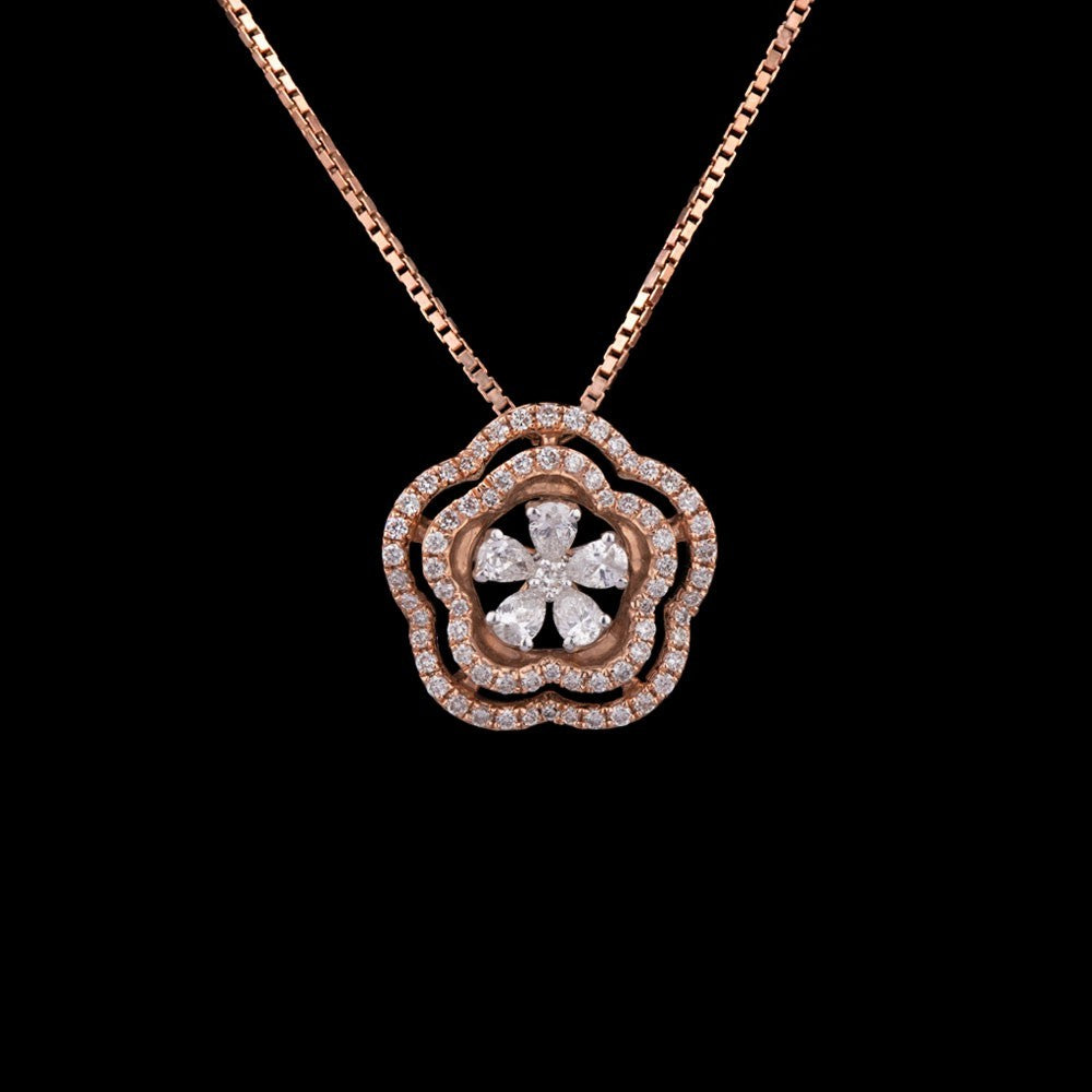 14K Rose Gold Diamond Pendant - 0.5ct SI-GH