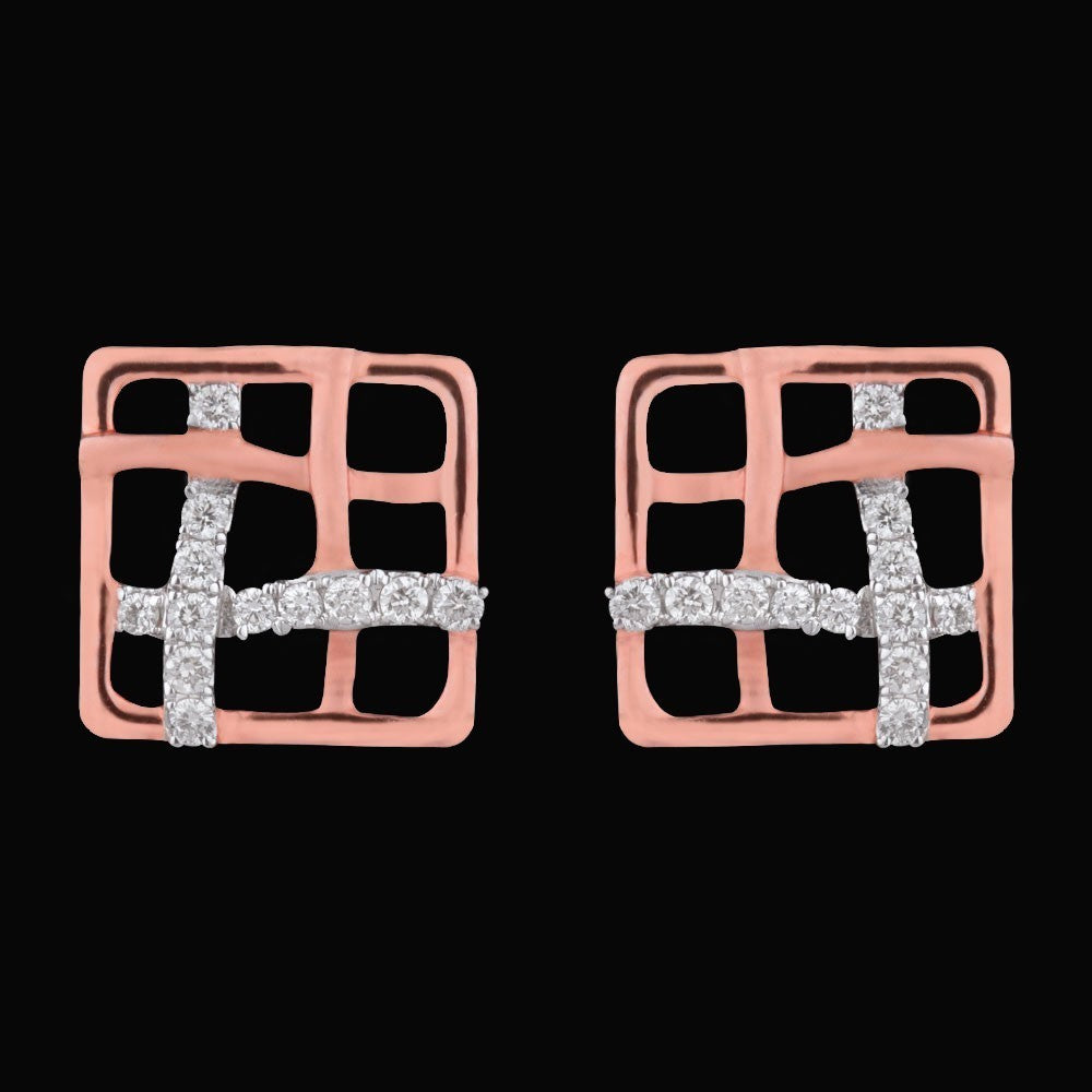 18K Rose Gold Diamond Earrings - 0.18ct SI-IJ