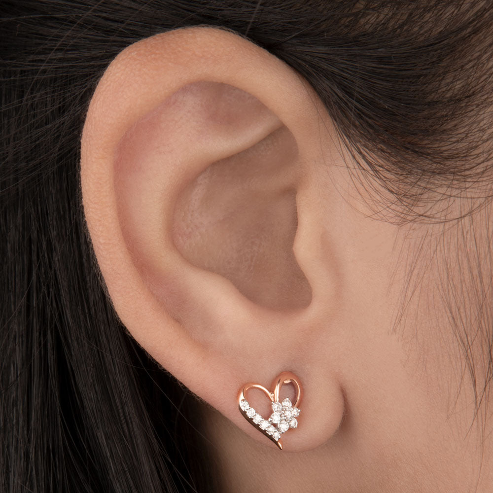14K Rose Gold Diamond Earrings - 0.19ct SI-IJ