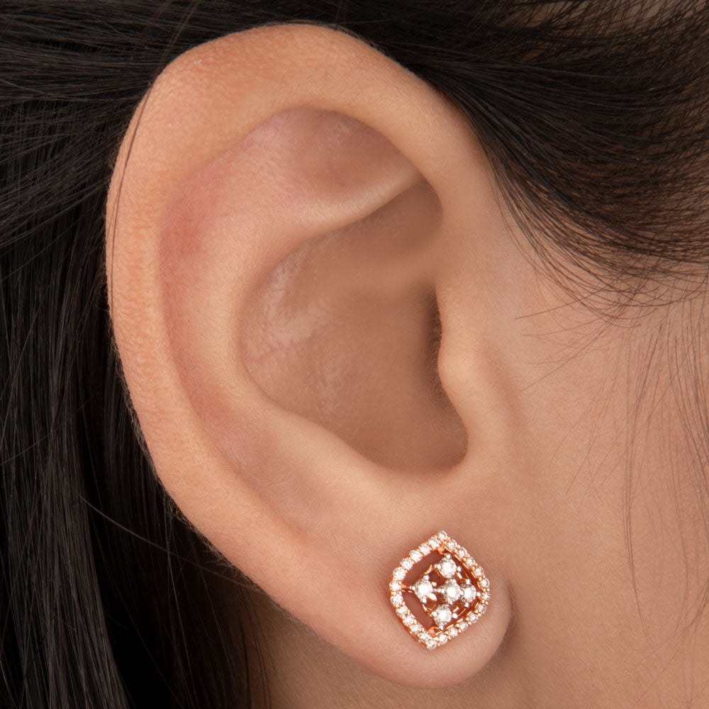 14K Rose Gold Diamond Earrings - 0.35ct SI-IJ