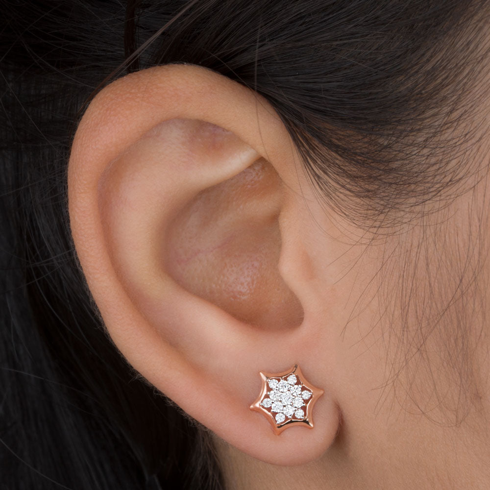 14K Rose Gold Diamond Earrings - 0.25ct SI-GH