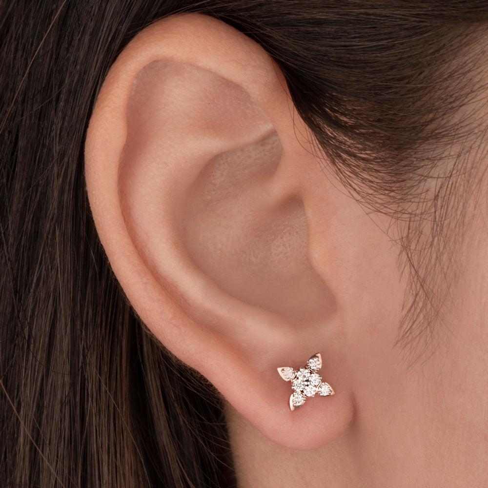 14K Rose Gold Diamond Earrings - 0.25ct VVS-VS-HI