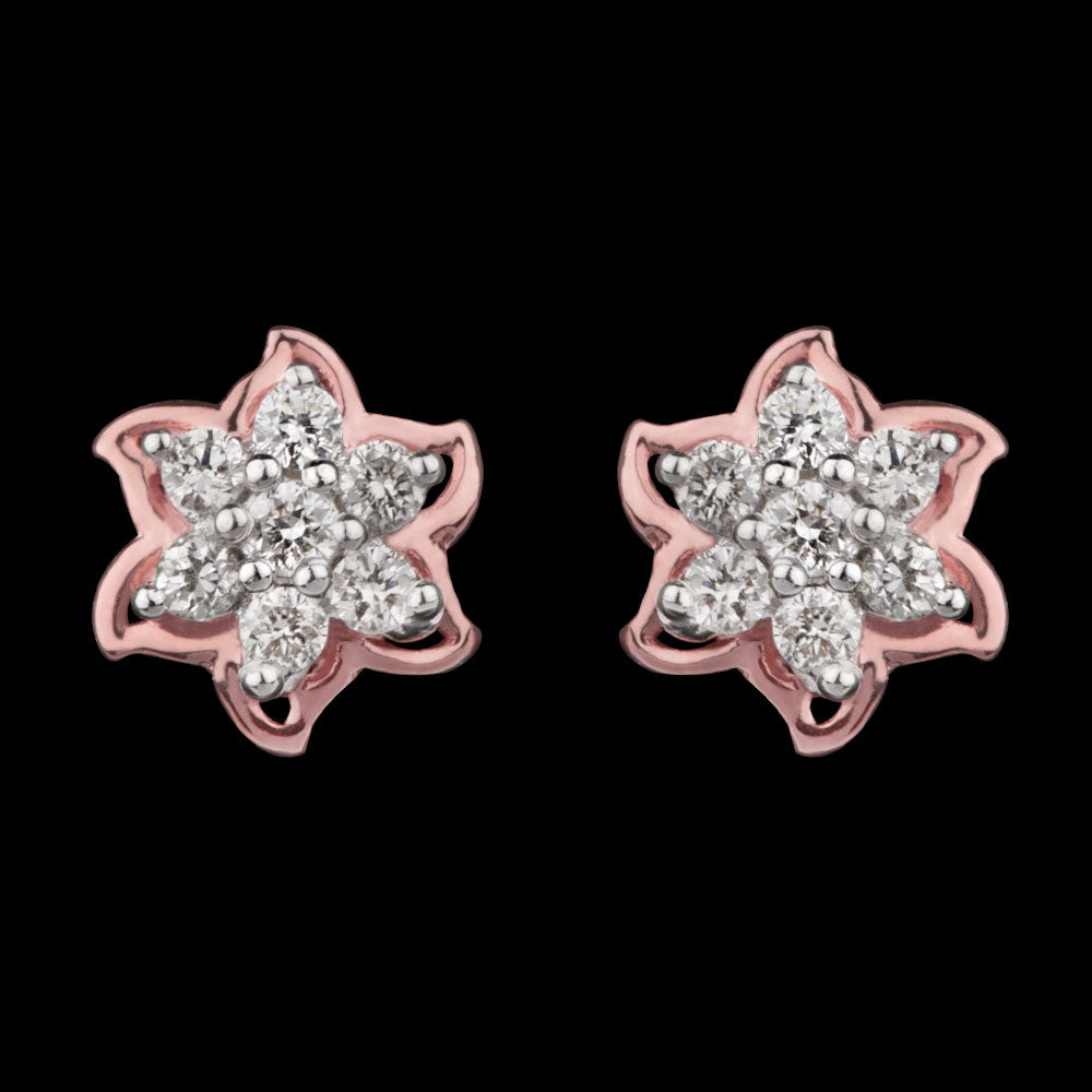 14K Rose Gold Diamond Earrings - 0.17ct VS-SI-GH