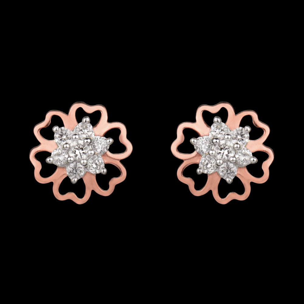 14K Rose Gold Diamond Earrings - 0.15ct SI-GH