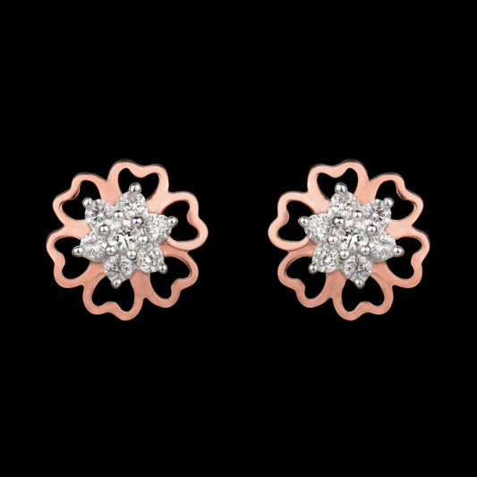 14K Rose Gold Diamond Earrings - 0.15ct SI-GH