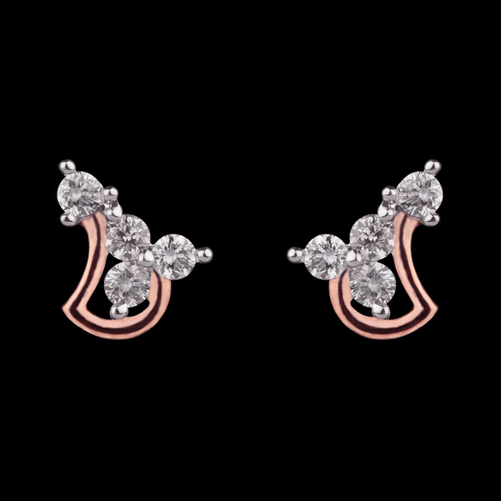 14K Rose Gold Diamond Earrings - 0.18ct SI-GH