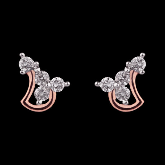 14K Rose Gold Diamond Earrings - 0.18ct SI-GH