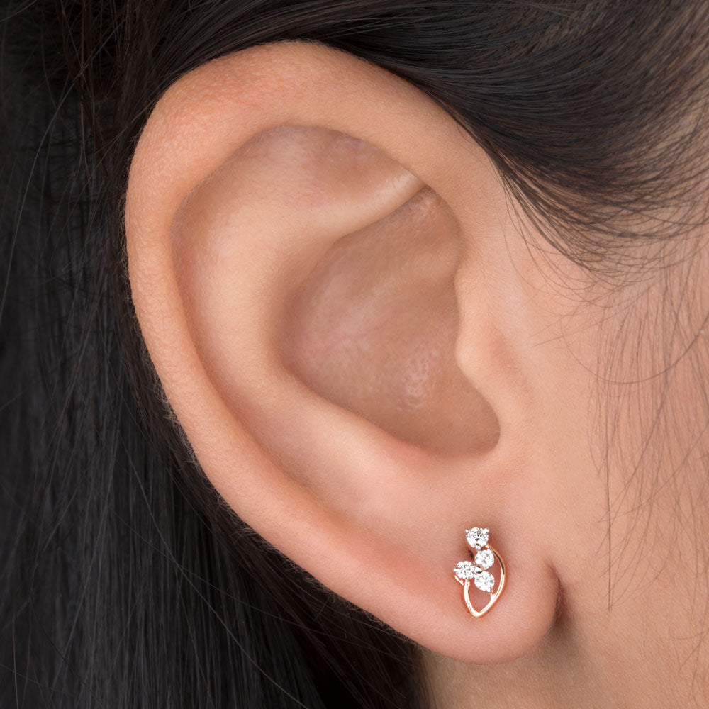 14K Rose Gold Diamond Earrings - 0.14ct SI-GH