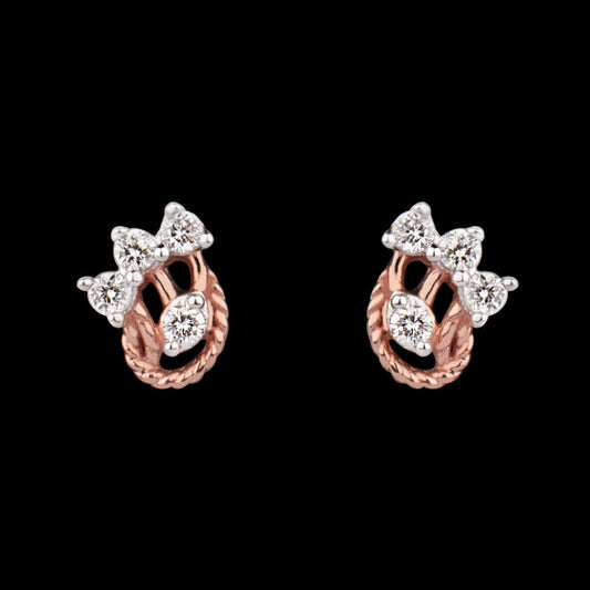 14K Rose Gold Diamond Earrings - 0.18ct SI-GH