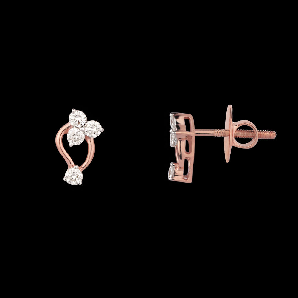14K Rose Gold Diamond Earrings - 0.17ct VS-SI-HI