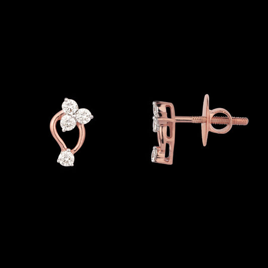 14K Rose Gold Diamond Earrings - 0.17ct VS-SI-HI