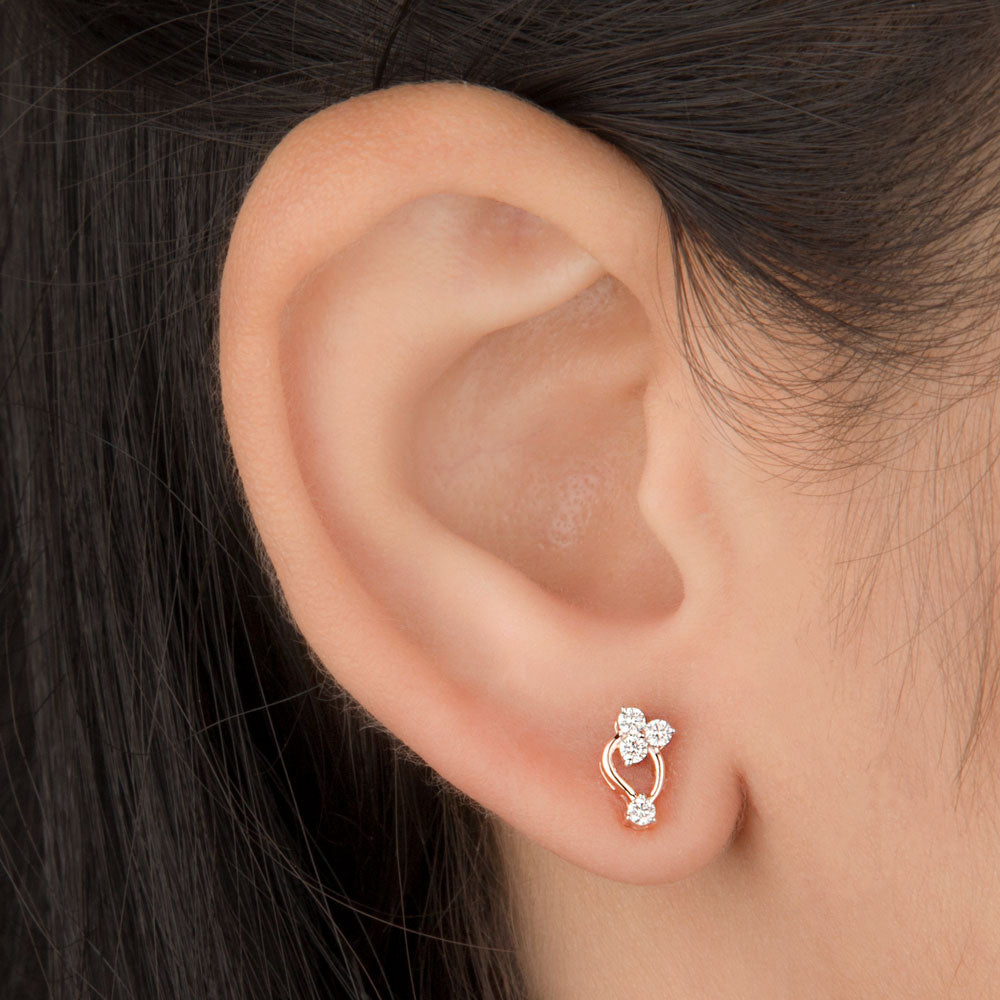 14K Rose Gold Diamond Earrings - 0.17ct VS-SI-HI