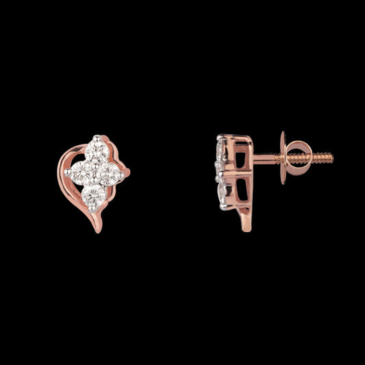 14K Rose Gold Diamond Earrings - 0.17ct VS-SI-HI