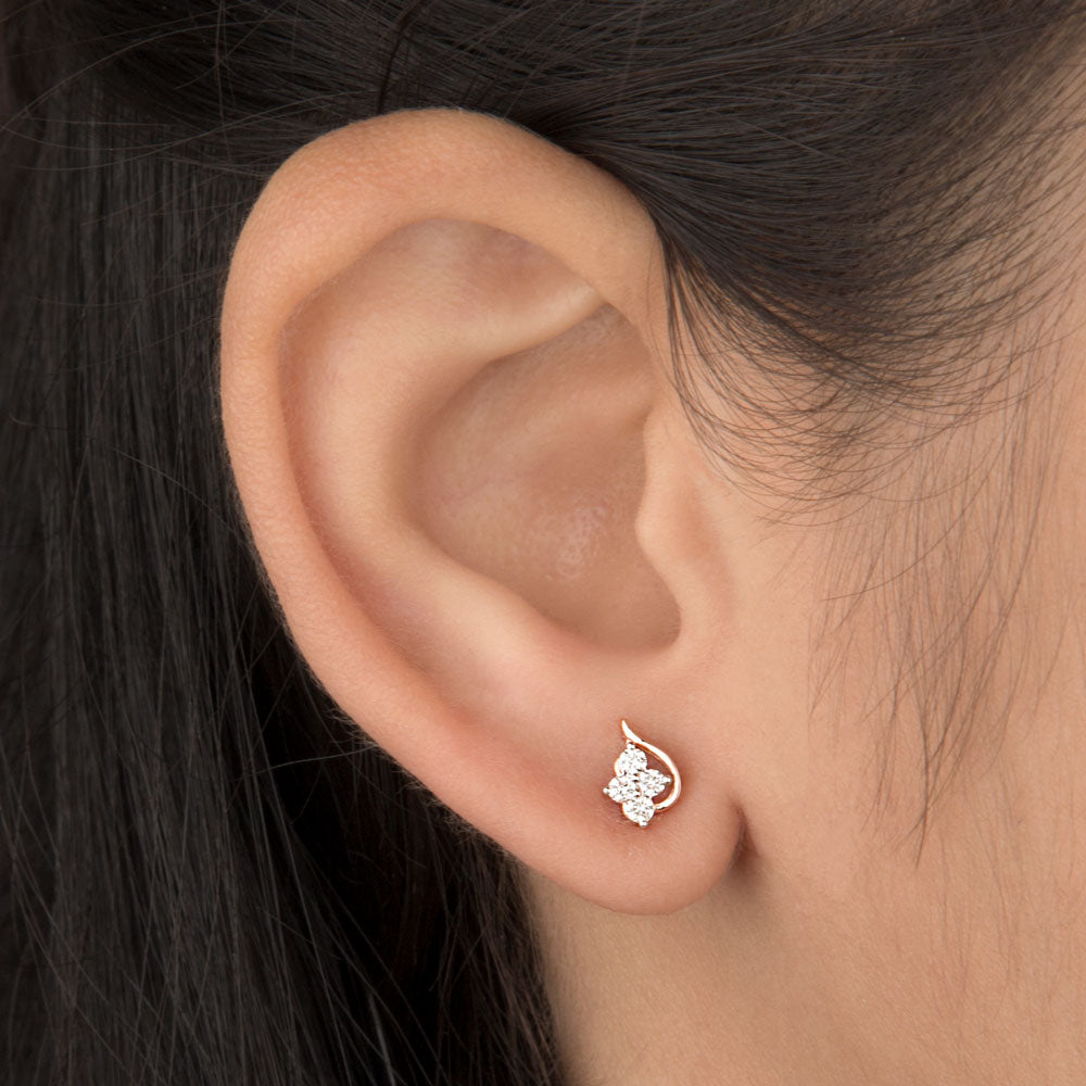 14K Rose Gold Diamond Earrings - 0.17ct VS-SI-HI