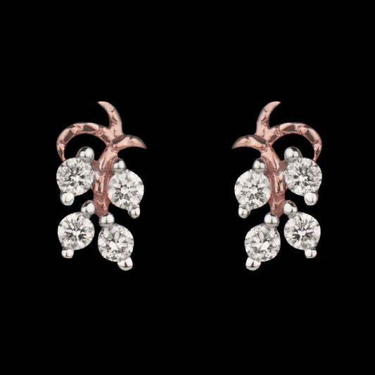 14K Rose Gold Diamond Earrings - 0.18ct SI-GH