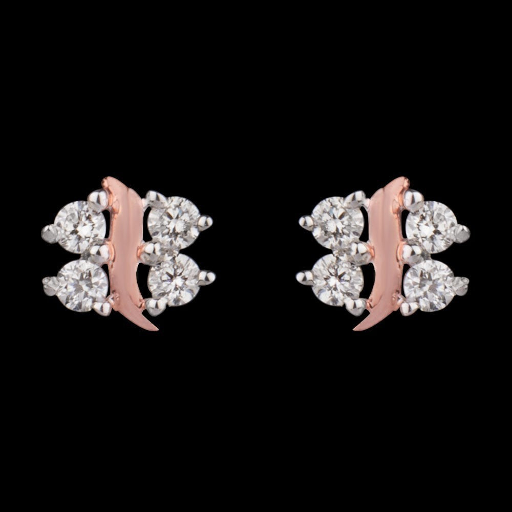 14K Rose Gold Diamond Earrings - 0.12ct SI-GH
