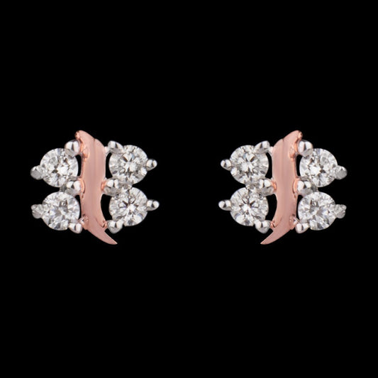 14K Rose Gold Diamond Earrings - 0.12ct SI-GH