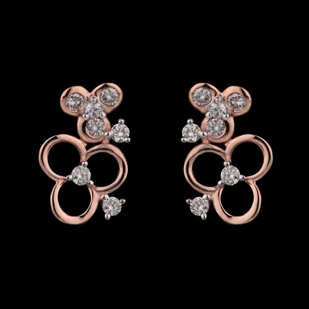 14K Rose Gold Diamond Earrings - 0.2ct VS-SI-GH