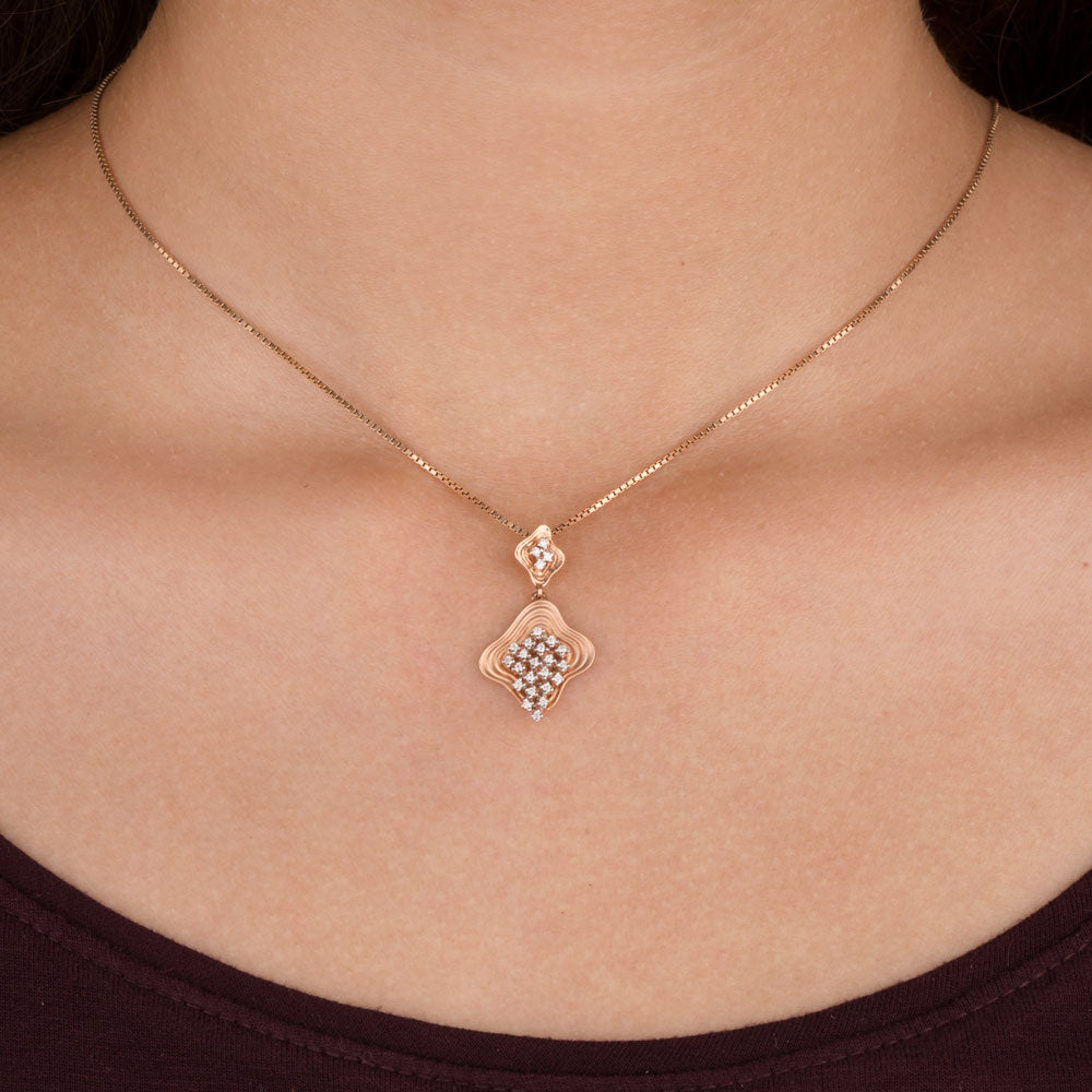 14K Rose Gold Diamond Pendant - 0.12ct VS-GH