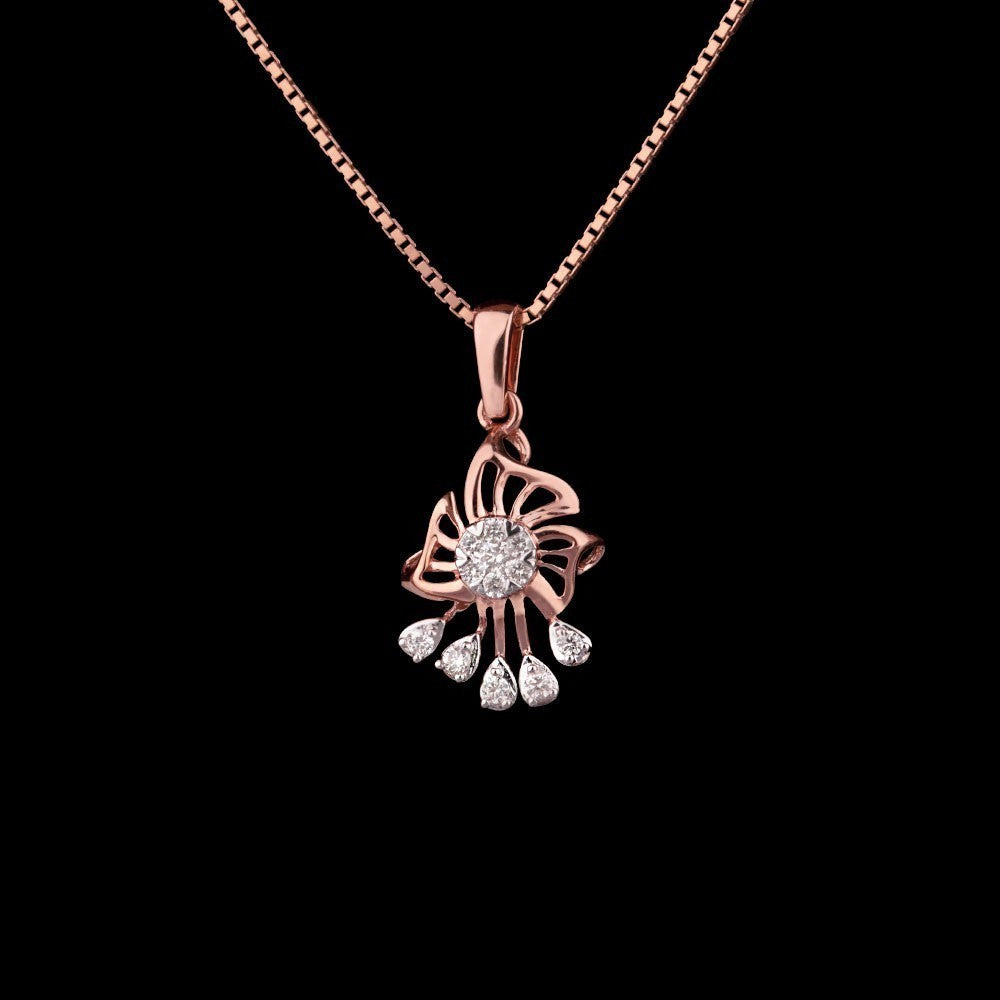 14K Rose Gold Diamond Pendant - 0.13ct SI-GH