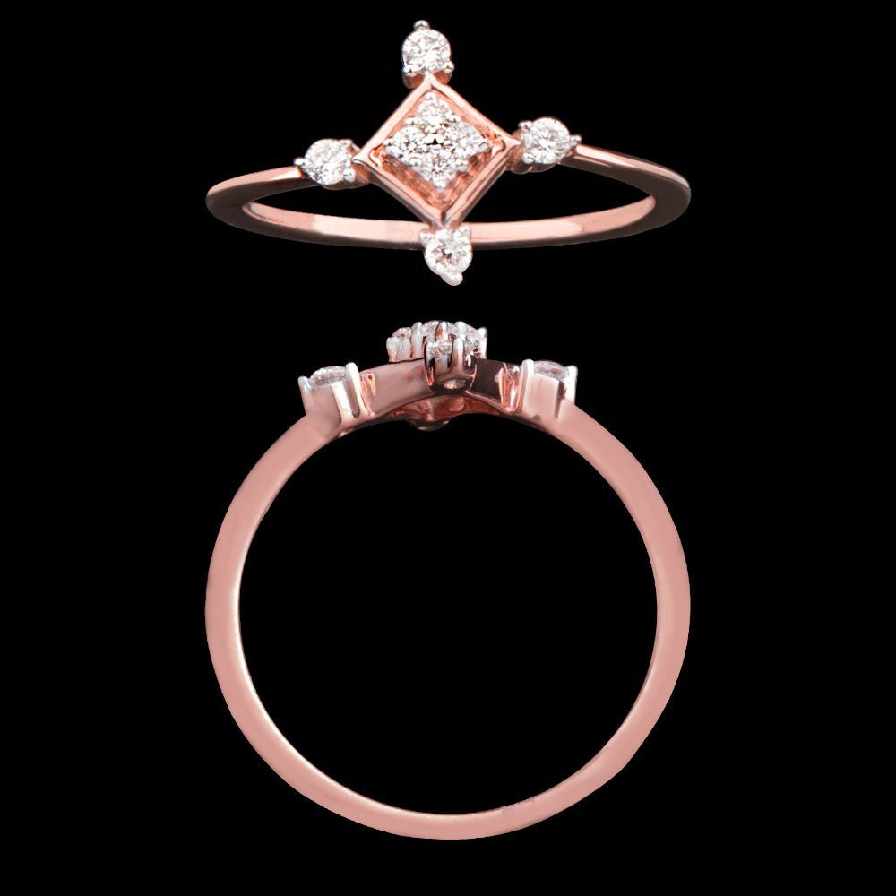 14K Rose Gold Diamond Ring - 0.12ct SI-GH