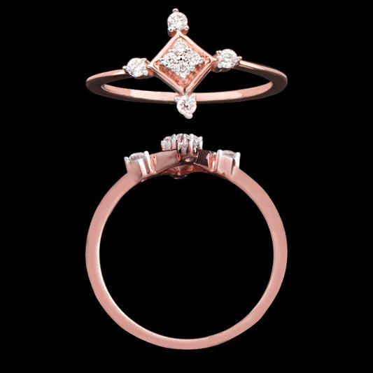 14K Rose Gold Diamond Ring - 0.12ct SI-GH