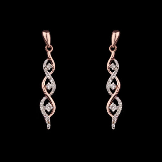 14K Rose Gold Diamond Earrings - 0.19ct SI-IJ