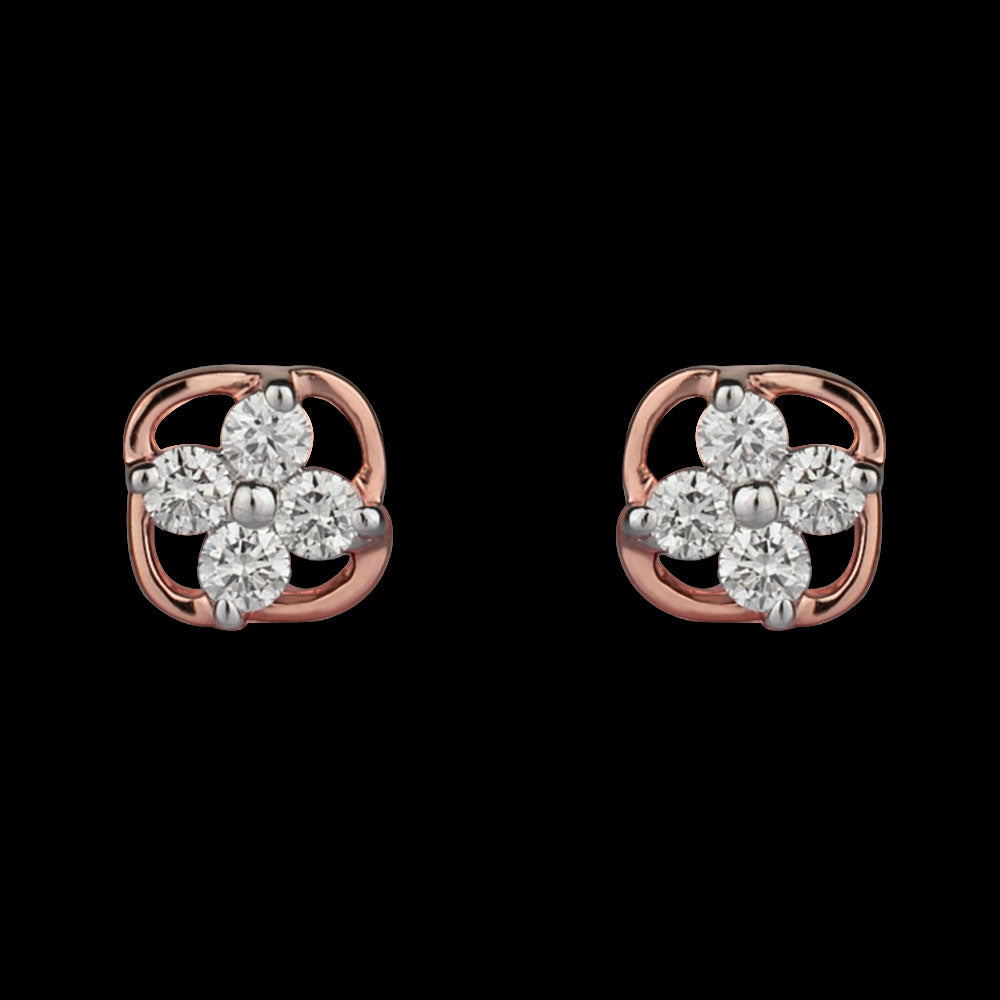 14K Rose Gold Diamond Earrings - 0.19ct SI-GH
