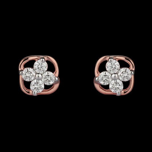 14K Rose Gold Diamond Earrings - 0.19ct SI-GH