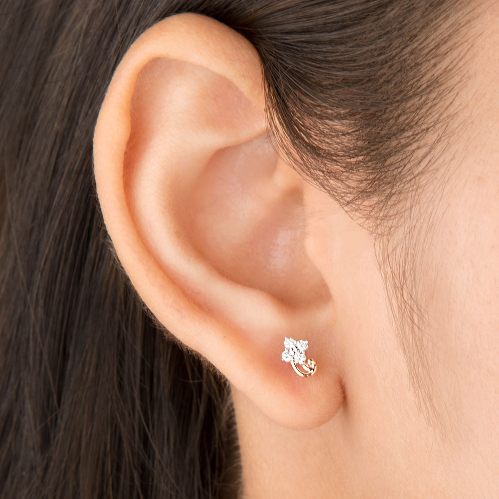 14K Rose Gold Diamond Earrings - 0.14ct SI-GH