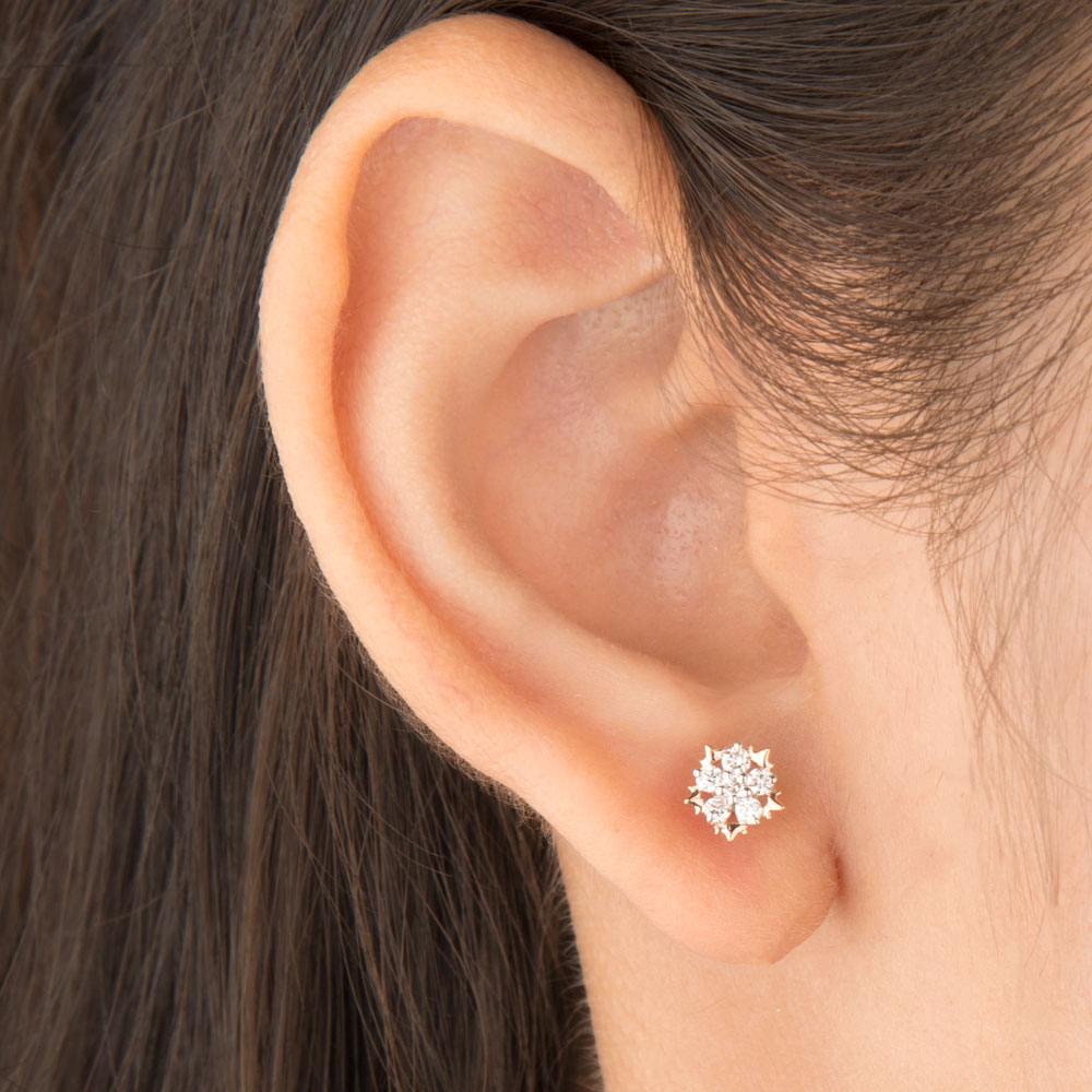 14K Rose Gold Diamond Earrings - 0.24ct SI-GH