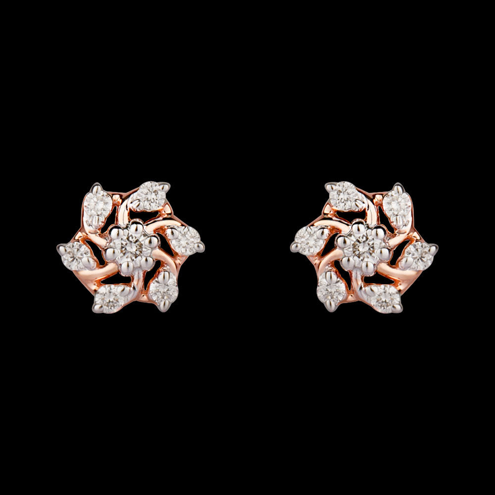 14K Rose Gold Diamond Earrings - 0.22ct SI-GH