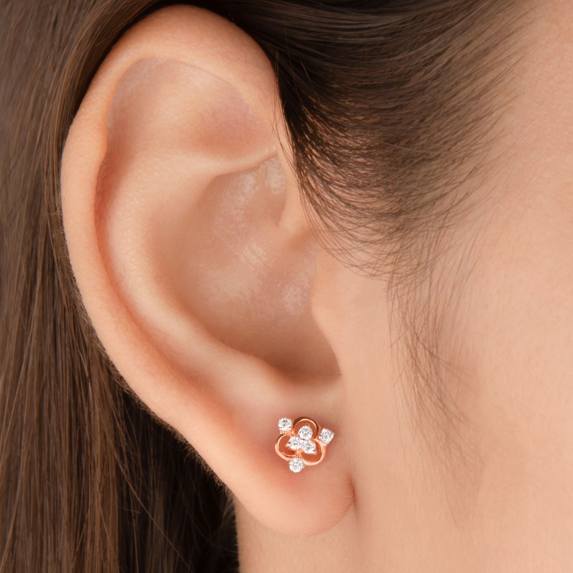 14K Rose Gold Diamond Earrings - 0.18ct VVS-VS-HI