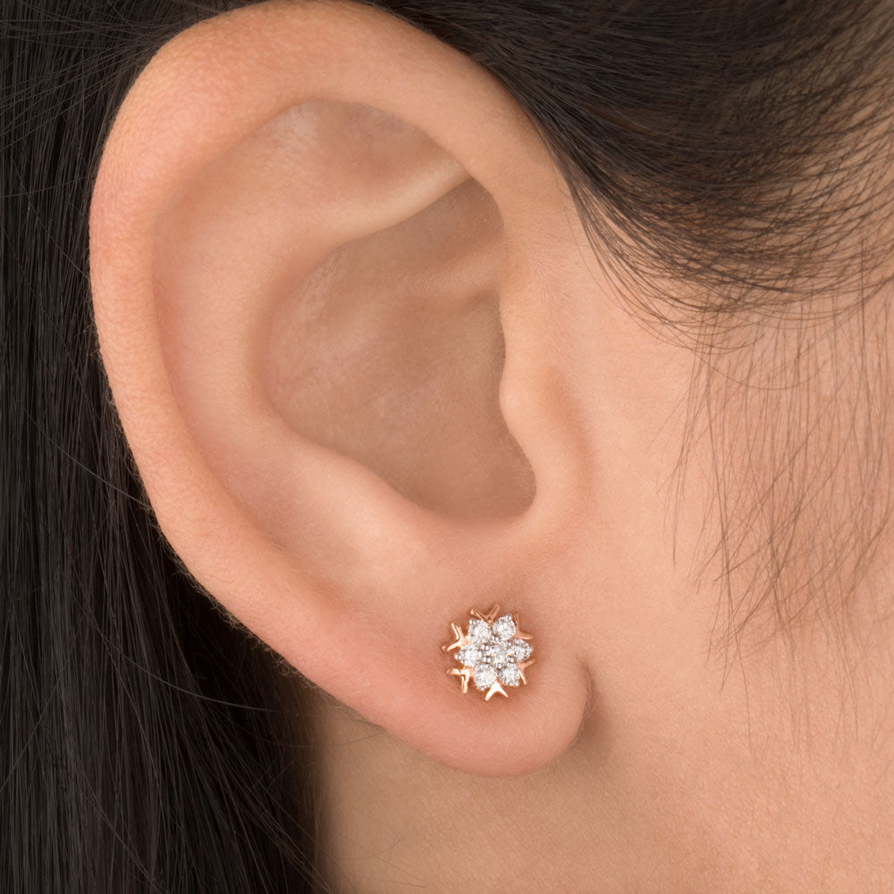 14K Rose Gold Diamond Earrings - 0.24ct SI-GH