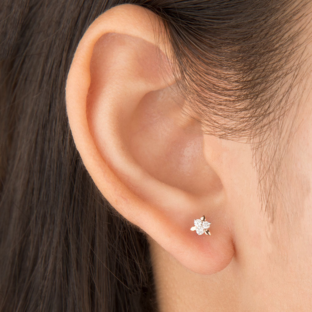 14K Rose Gold Diamond Earrings - 0.13ct SI-GH