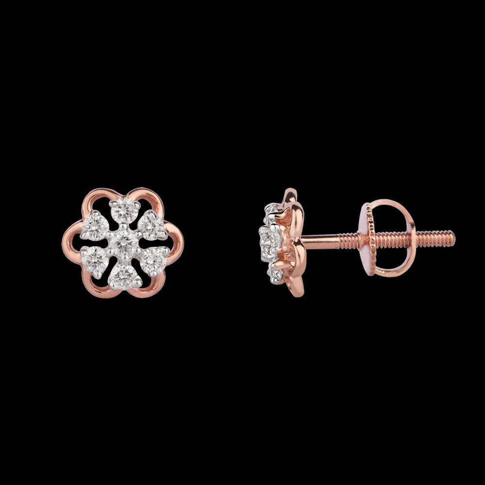 14K Rose Gold Diamond Earrings - 0.18ct VVS-VS-HI