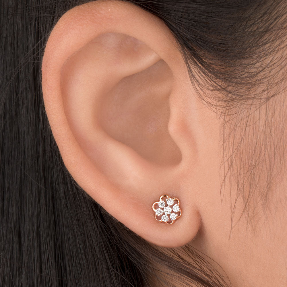 14K Rose Gold Diamond Earrings - 0.18ct VVS-VS-HI
