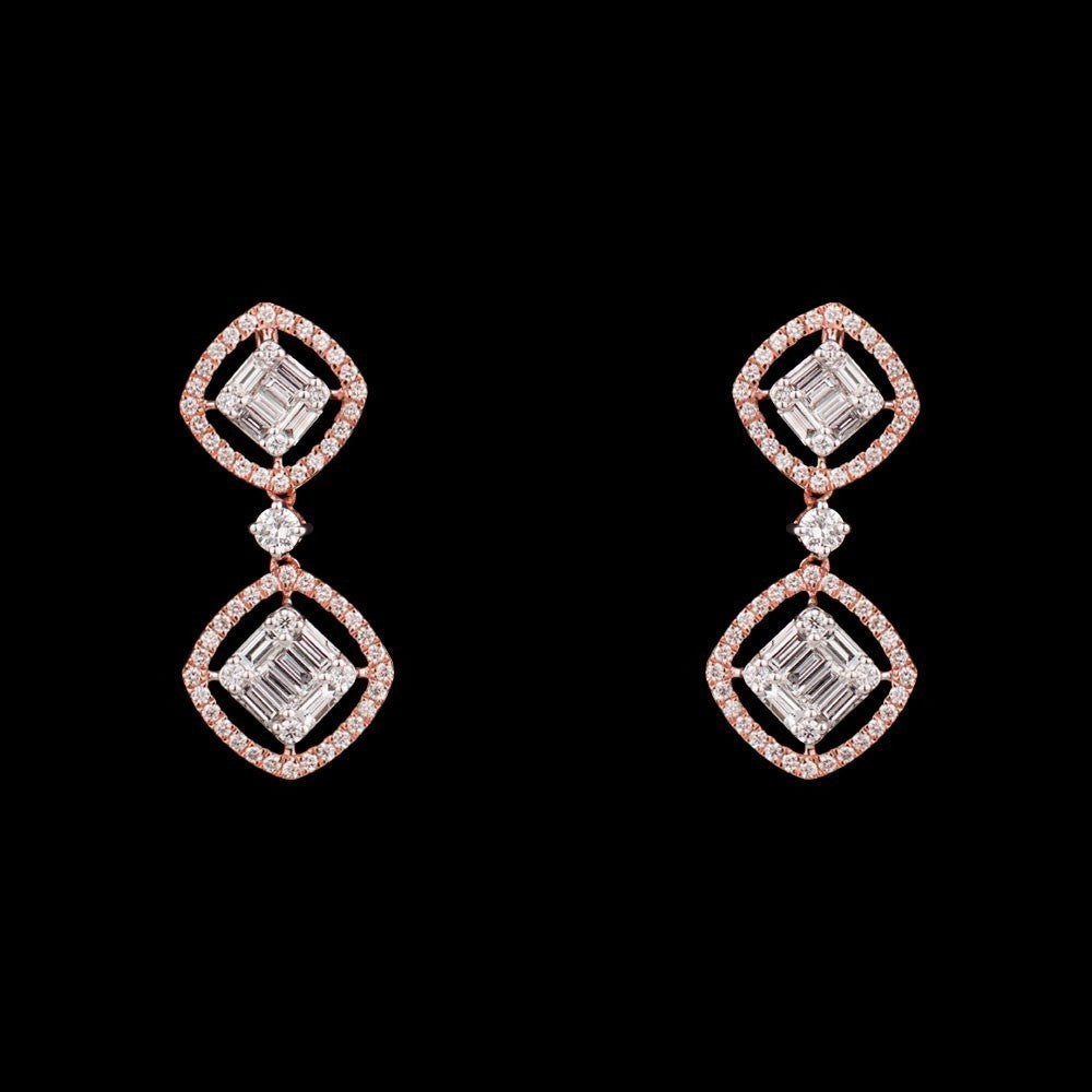 14K Rose Gold Diamond Earrings - 2.56ct VS-FG