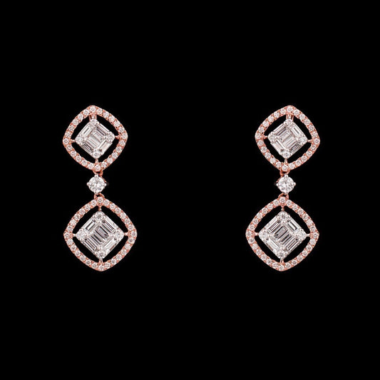 14K Rose Gold Diamond Earrings - 2.56ct VS-FG