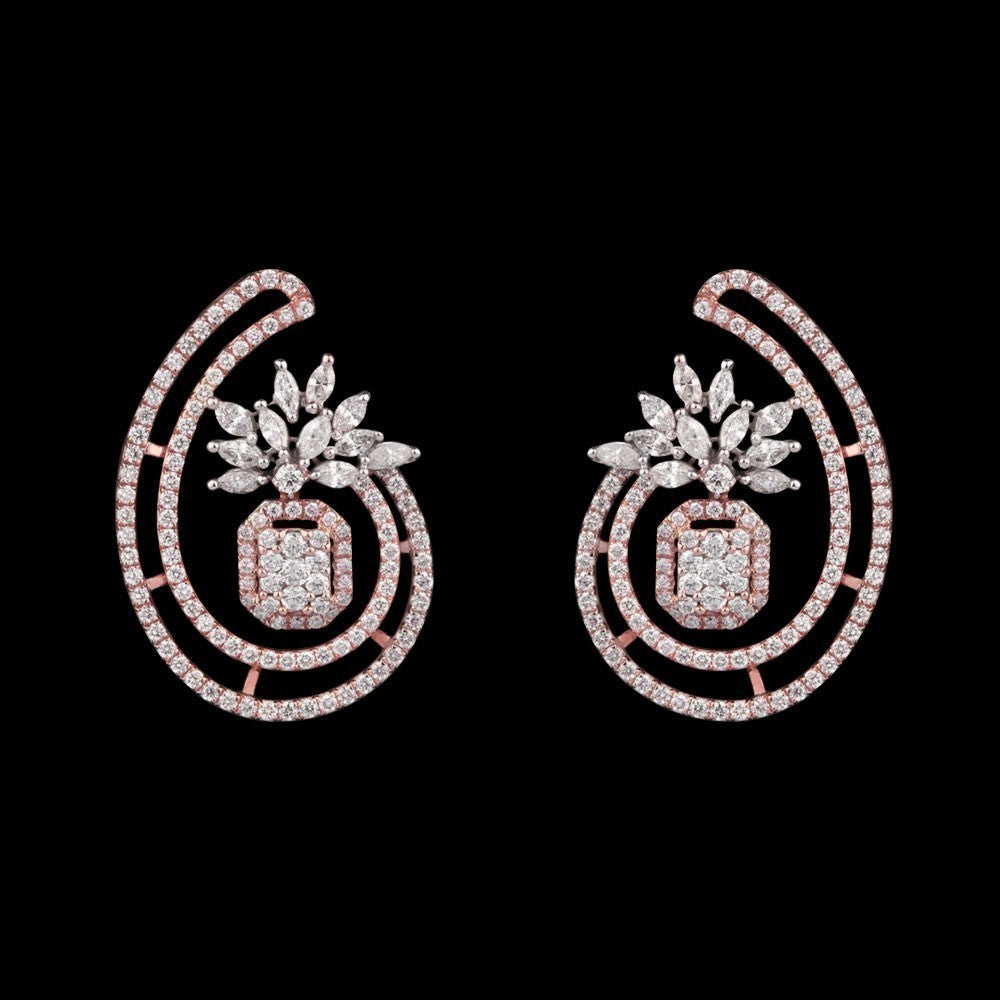 14K Rose Gold Diamond Earrings - 2.14ct SI-GH