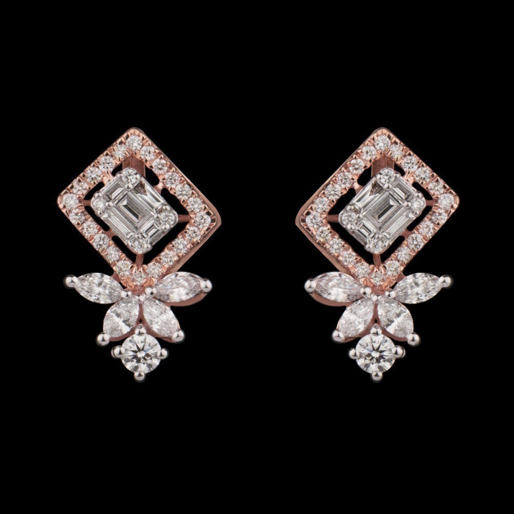 14K Rose Gold Diamond Earrings - 0.97ct VVS-VS-GH