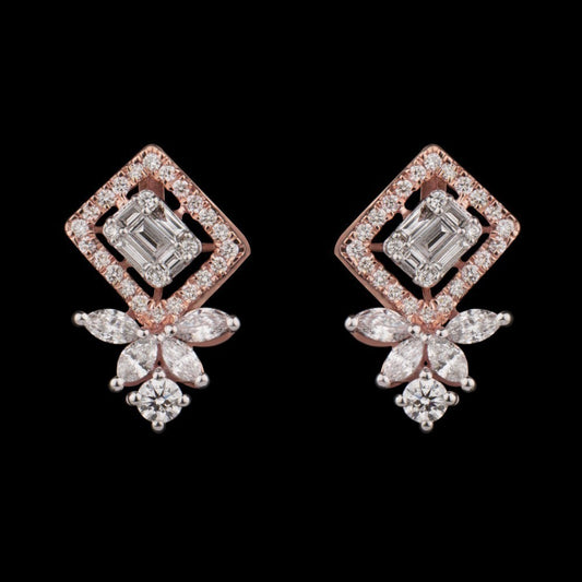 14K Rose Gold Diamond Earrings - 0.97ct VVS-VS-GH