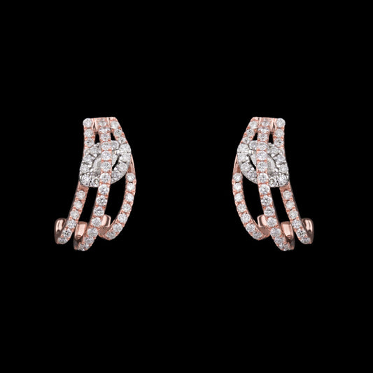 14K Two Tone Gold Diamond Earrings - 0.95ct SI-HIJ